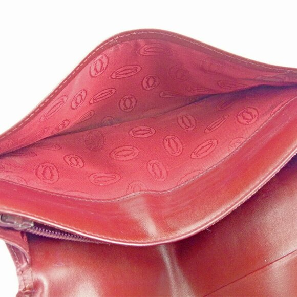 Cartier Long Wallet Mastline Bordeaux Leather Authentic USED - Picture 6 of 8